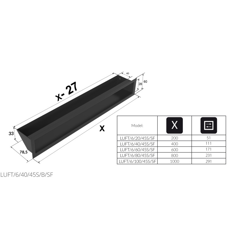 Камінна решітка Kratki LUFT Slim біла 6x40