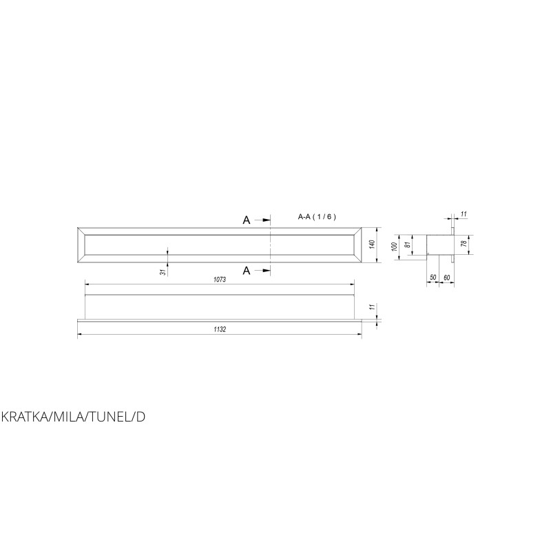 Камінна решітка Kratki MILA TUNEL велика 14x113,2
