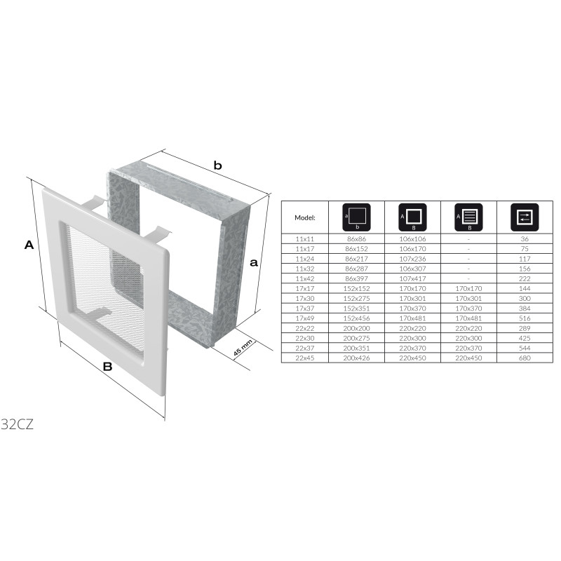 Камінна решітка Kratki 11x32 чорно-золота