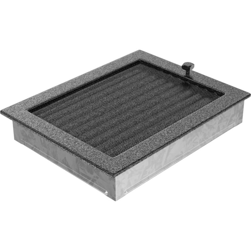 Камінна решітка Kratki 22x30 чорно-срібна з жалюзями