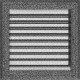 Камінна решітка Kratki Oskar чорно-срібна з жалюзями 22x22